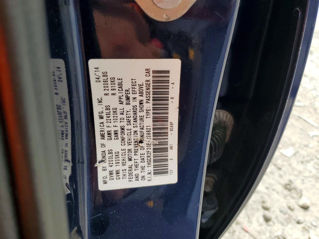 2014 HONDA ACCORD LX — Фото 13 из 13