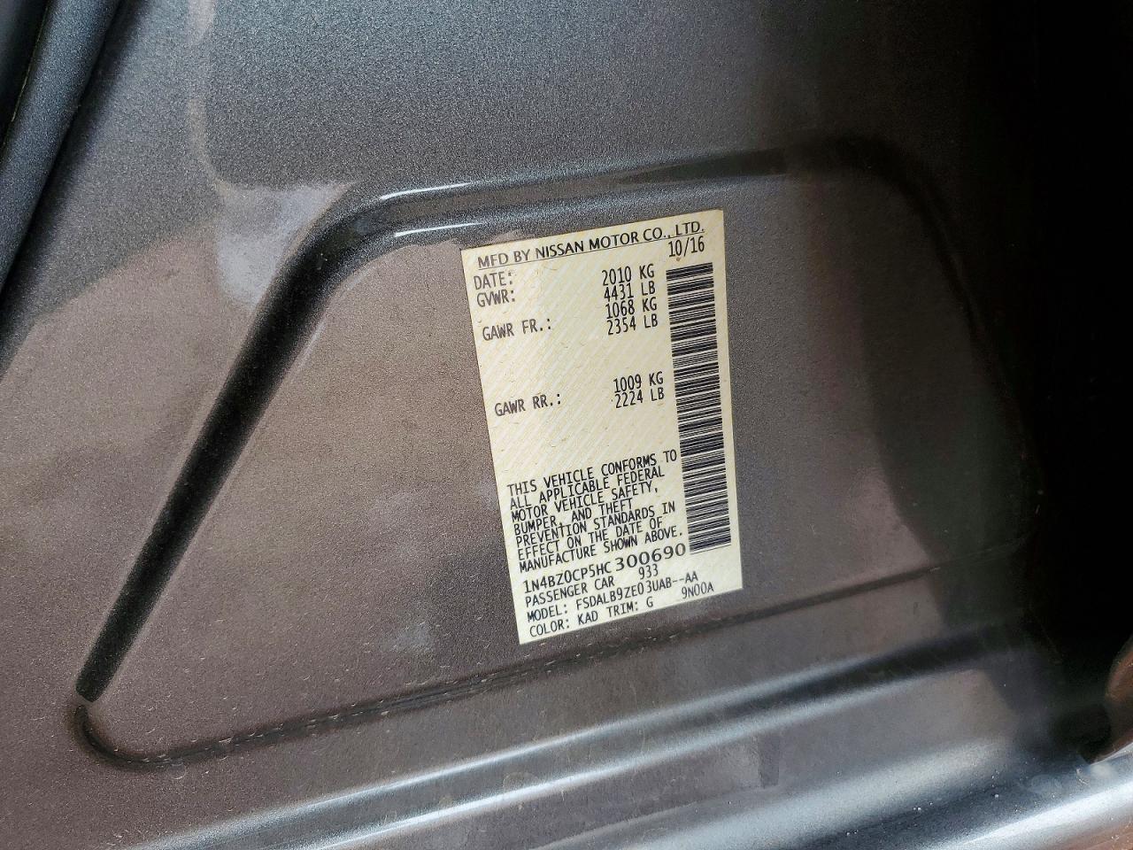 1N4BZ0CP5HC300690 2017 NISSAN LEAF photo no. 12