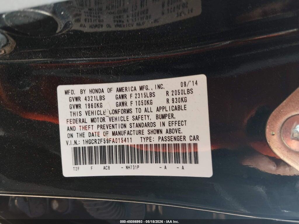 1HGCR2F59FA015411 2015 HONDA ACCORD photo no. 9