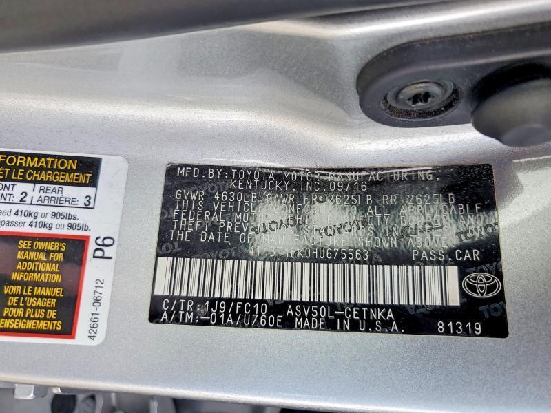 4T1BF1FK0HU675563 2017 TOYOTA CAMRY photo no. 12