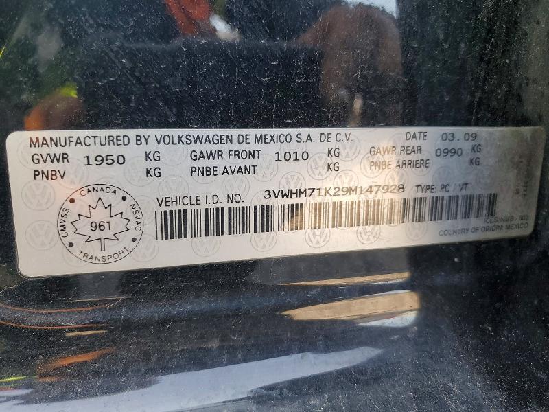 3VWHM71K29M147928 2009 VOLKSWAGEN JETTA photo no. 12