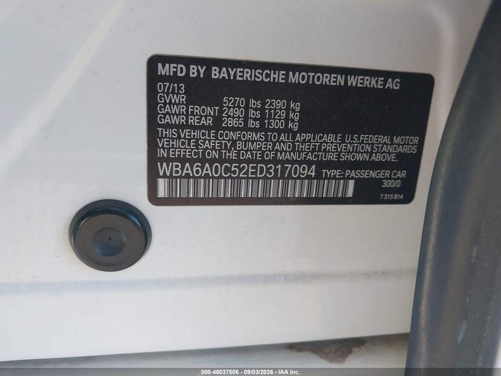 WBA6A0C52ED317094 2014 BMW 640I GRAN COUPE photo no. 9