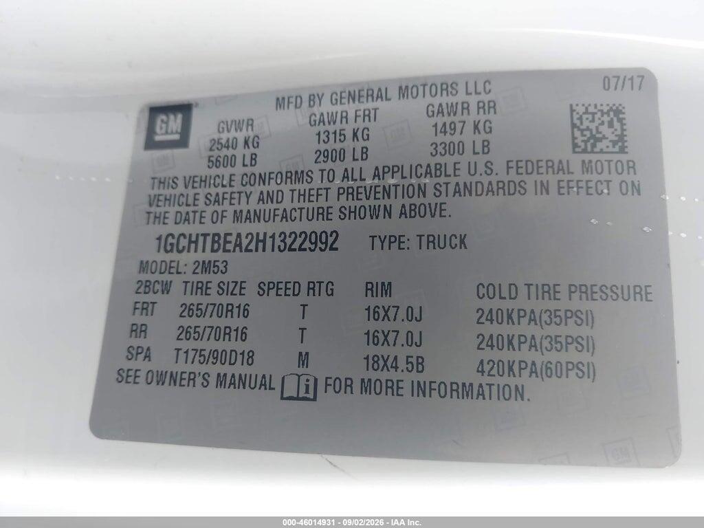 1GCHTBEA2H1322992 2017 CHEVROLET COLORADO photo no. 9