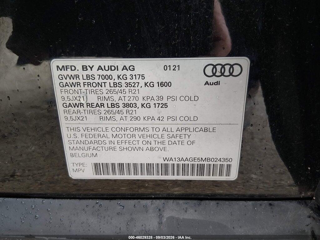 WA13AAGE5MB024350 2021 AUDI E-TRON SPORTBACK photo no. 9