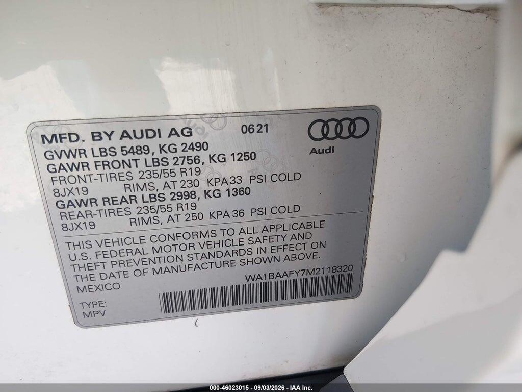 WA1BAAFY7M2118320 2021 AUDI Q5 photo no. 9