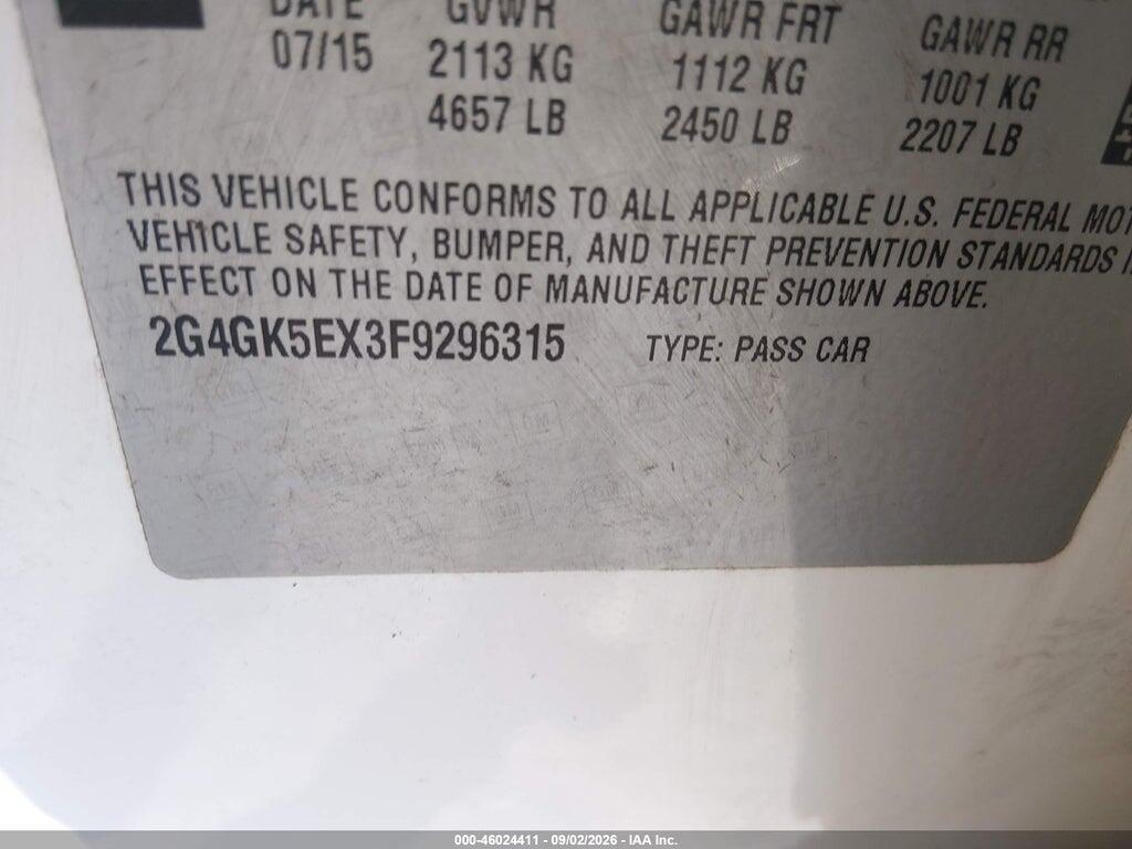 2G4GK5EX3F9296315 2015 BUICK REGAL photo no. 9
