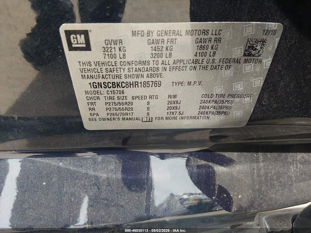 1GNSCBKC8HR185769 2017 CHEVROLET TAHOE photo no. 9