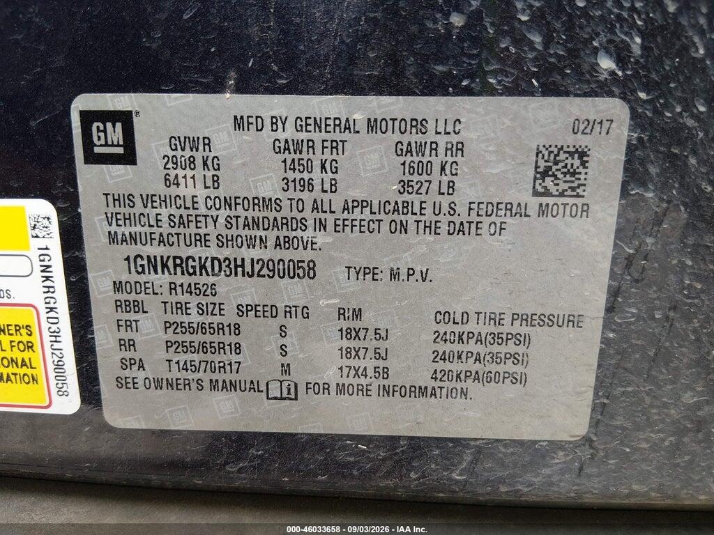 1GNKRGKD3HJ290058 2017 CHEVROLET TRAVERSE photo no. 9
