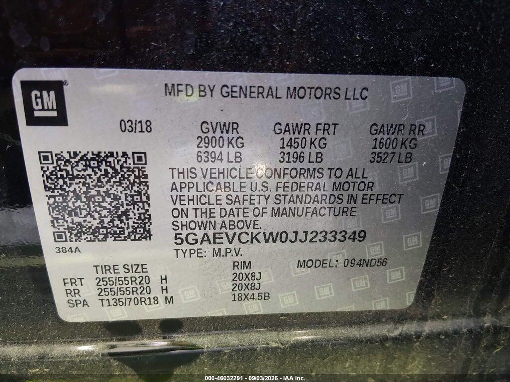 5GAEVCKW0JJ233349 2018 BUICK ENCLAVE photo no. 9
