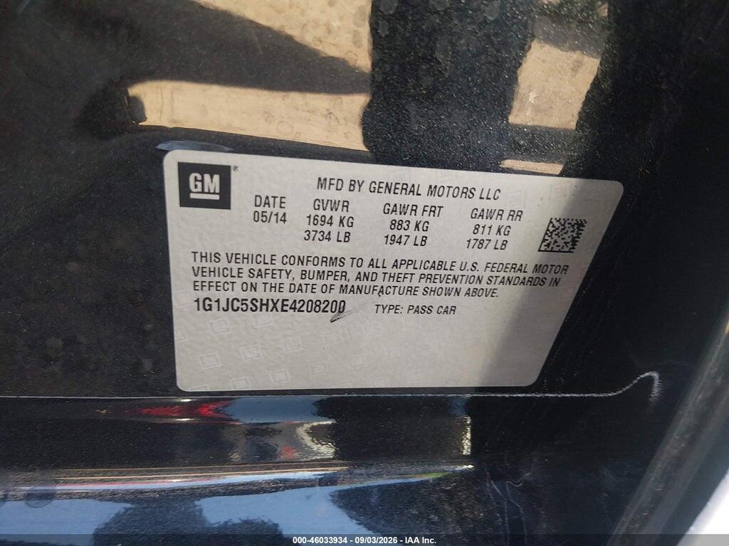 1G1JC5SHXE4208200 2014 CHEVROLET SONIC photo no. 9