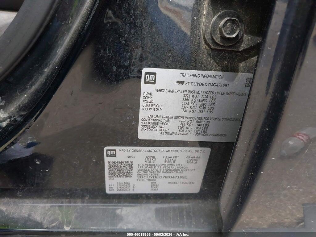3GCUYDED7MG471691 2021 CHEVROLET SILVERADO 1500 photo no. 9