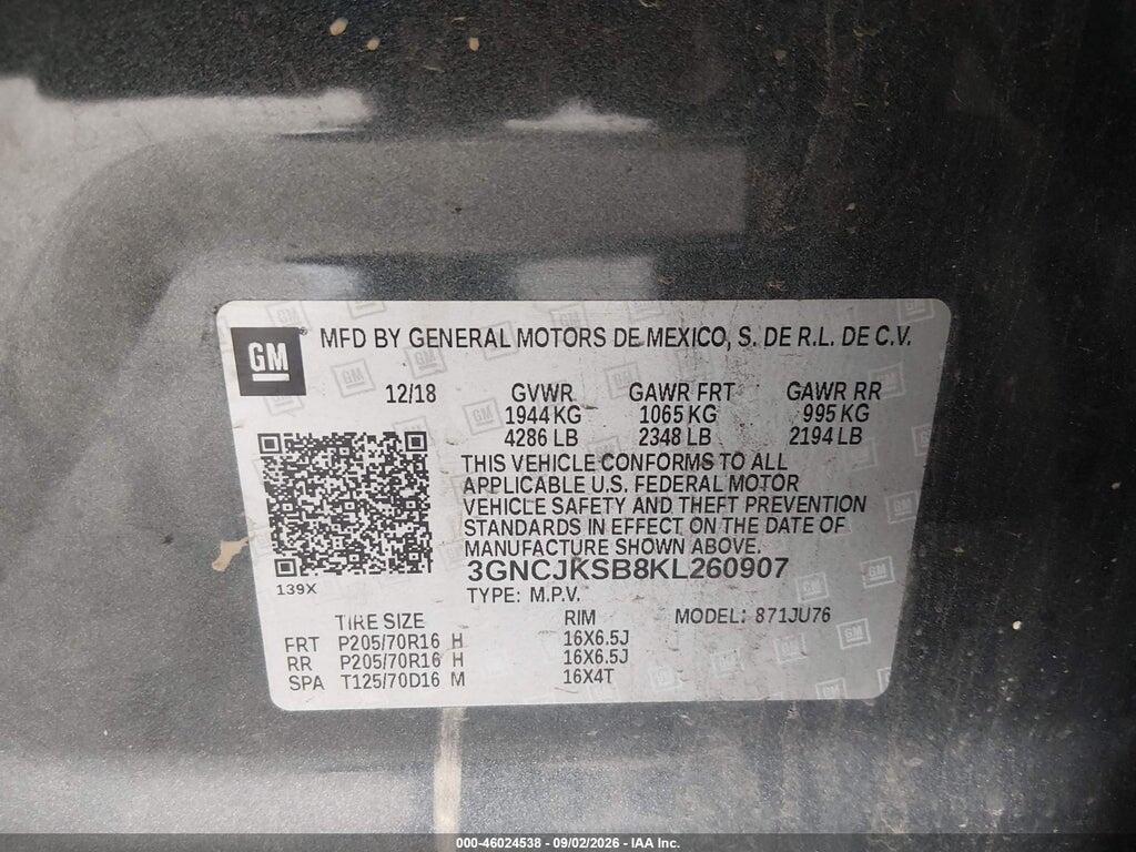 3GNCJKSB8KL260907 2019 CHEVROLET TRAX photo no. 9