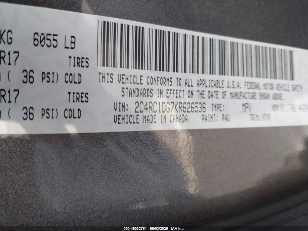 2C4RC1DG7KR626536 2019 CHRYSLER PACIFICA photo no. 9