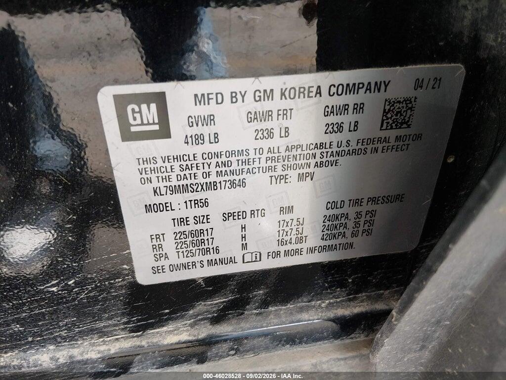 KL79MMS2XMB173646 2021 CHEVROLET TRAILBLAZER photo no. 9