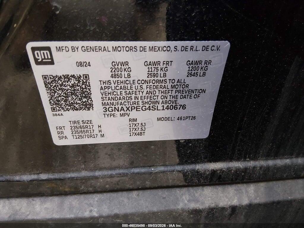 3GNAXPEG4SL140676 2025 CHEVROLET EQUINOX photo no. 9