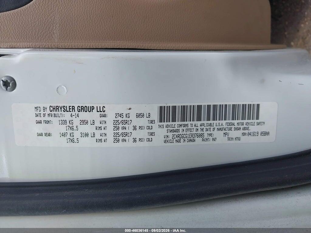 2C4RDGCG1ER376085 2014 DODGE GRAND CARAVAN photo no. 9