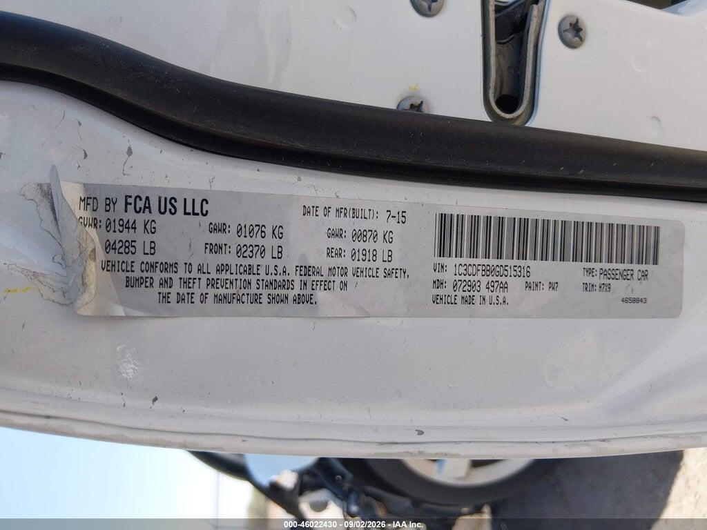 1C3CDFBB0GD515316 2016 DODGE DART photo no. 9