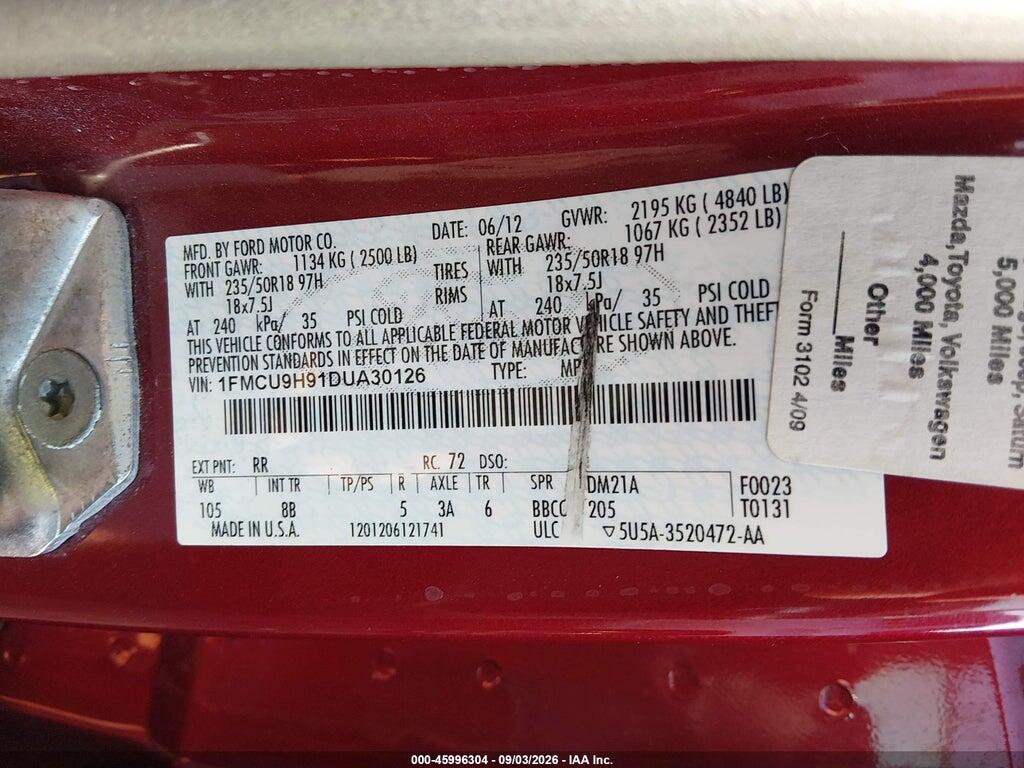 1FMCU9H91DUA30126 2013 FORD ESCAPE photo no. 9