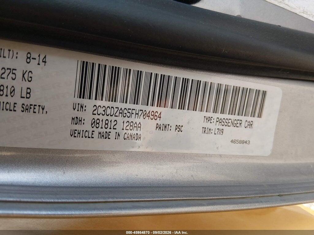 2C3CDZAG5FH704964 2015 DODGE CHALLENGER photo no. 9