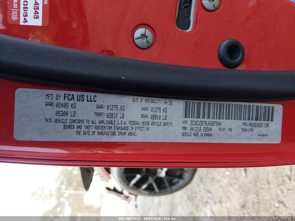 2C3CDZBT8JH287540 2018 DODGE CHALLENGER photo no. 9