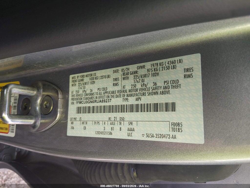 1FMCU0GN6RUA89237 2024 FORD ESCAPE photo no. 9