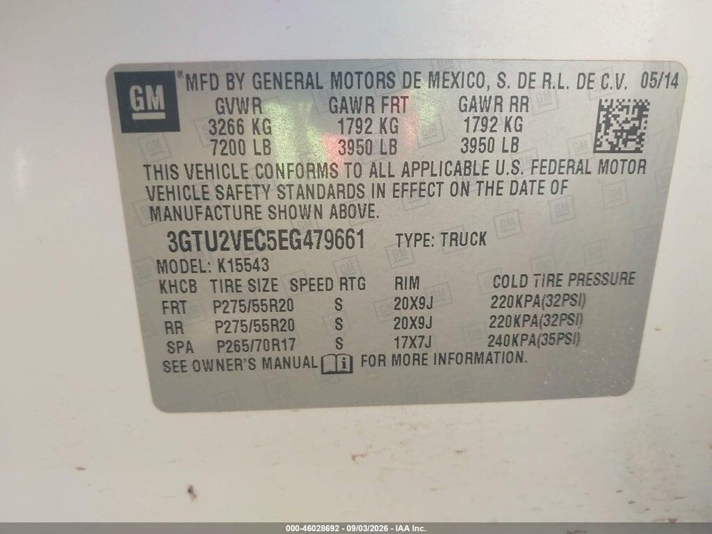 3GTU2VEC5EG479661 2014 GMC SIERRA 1500 photo no. 9