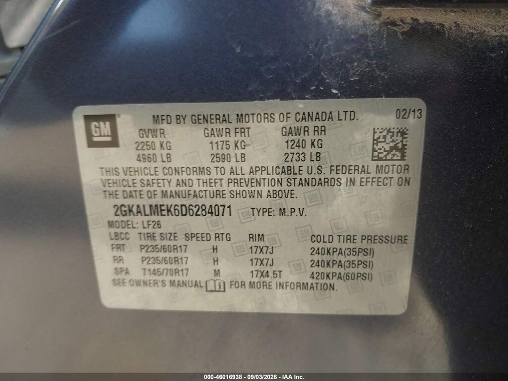 2GKALMEK6D6284071 2013 GMC TERRAIN photo no. 9
