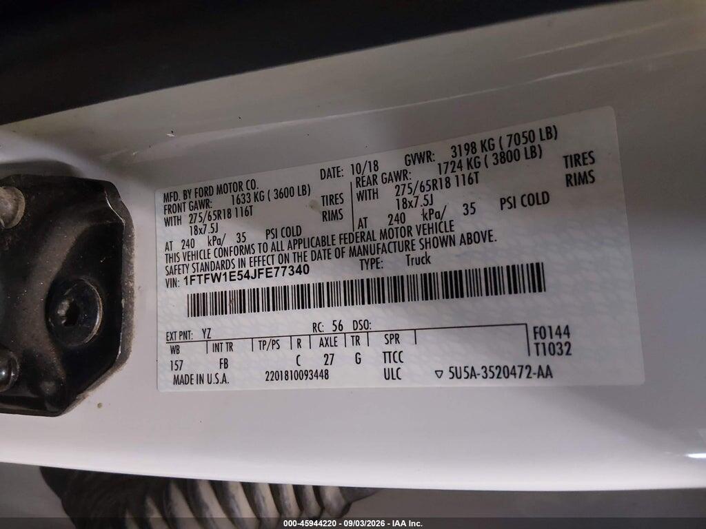 1FTFW1E54JFE77340 2018 FORD F-150 photo no. 9