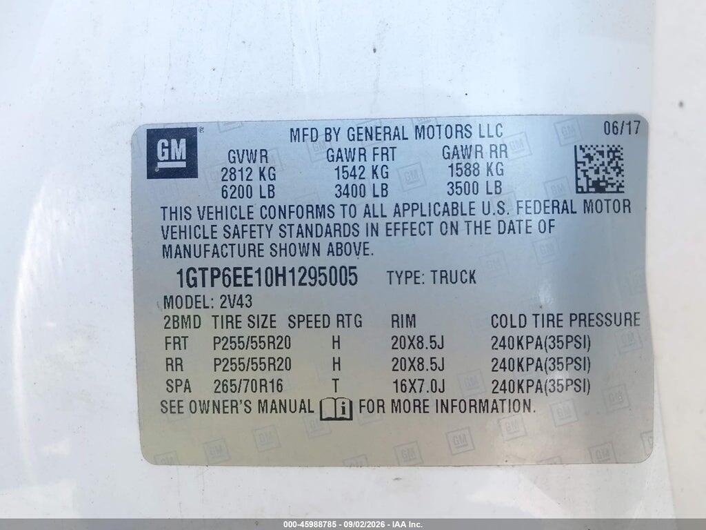1GTP6EE10H1295005 2017 GMC CANYON photo no. 9
