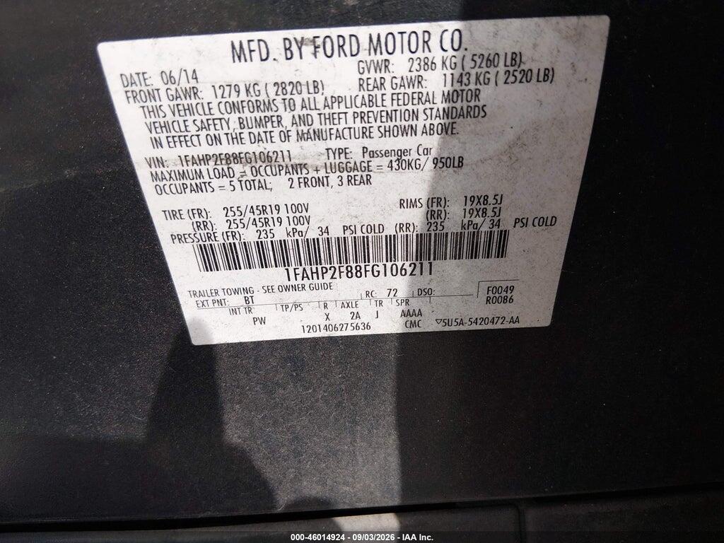1FAHP2F88FG106211 2015 FORD TAURUS photo no. 9
