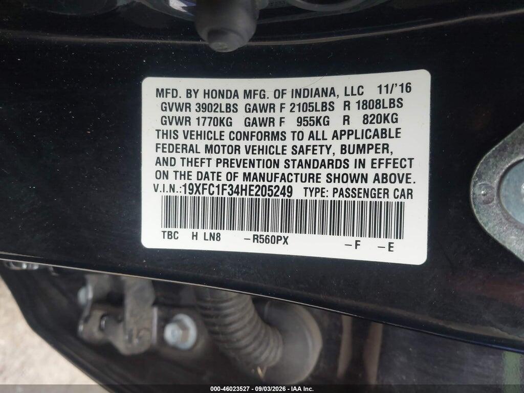 19XFC1F34HE205249 2017 HONDA CIVIC photo no. 9