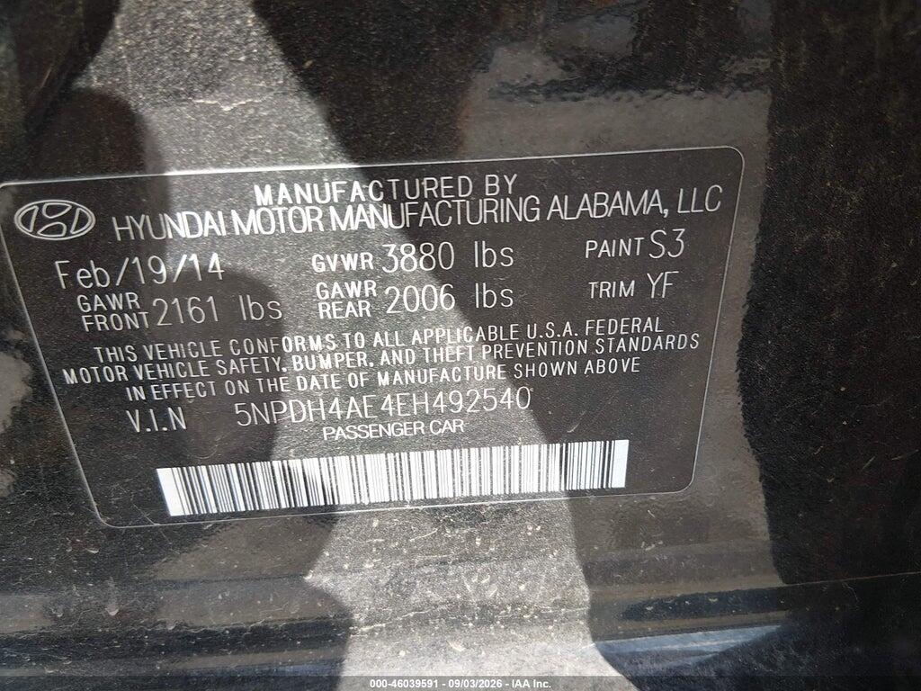 5NPDH4AE4EH492540 2014 HYUNDAI ELANTRA photo no. 9