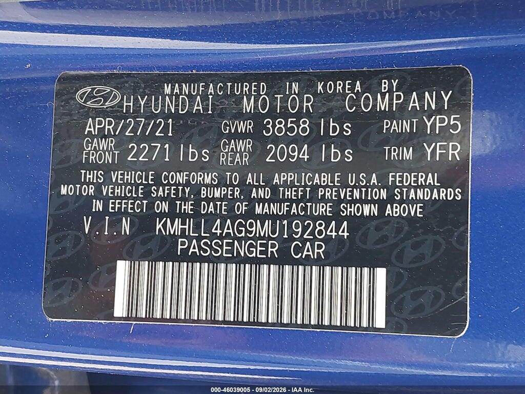 KMHLL4AG9MU192844 2021 HYUNDAI ELANTRA photo no. 9