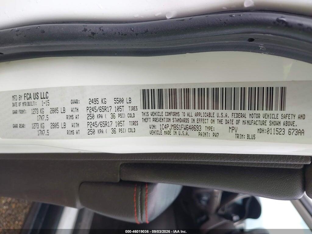 1C4PJMBS1FW640693 2015 JEEP CHEROKEE photo no. 9