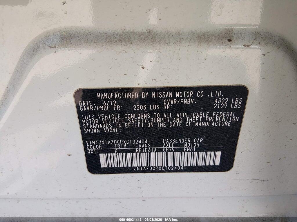 JN1AZ0CPXCT024041 2012 NISSAN LEAF photo no. 9