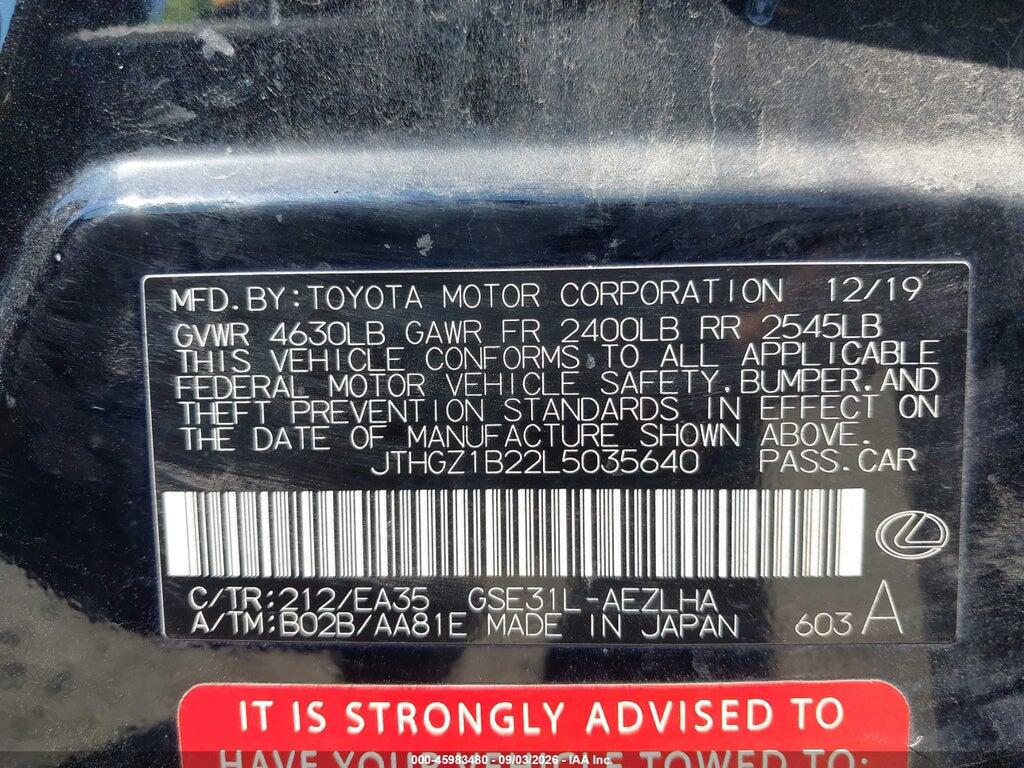 JTHGZ1B22L5035640 2020 LEXUS IS 350 photo no. 9