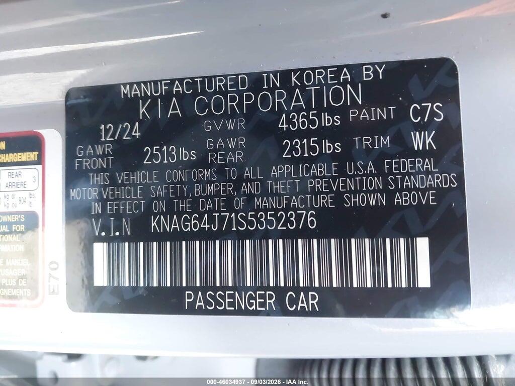 KNAG64J71S5352376 2025 KIA K5 photo no. 9