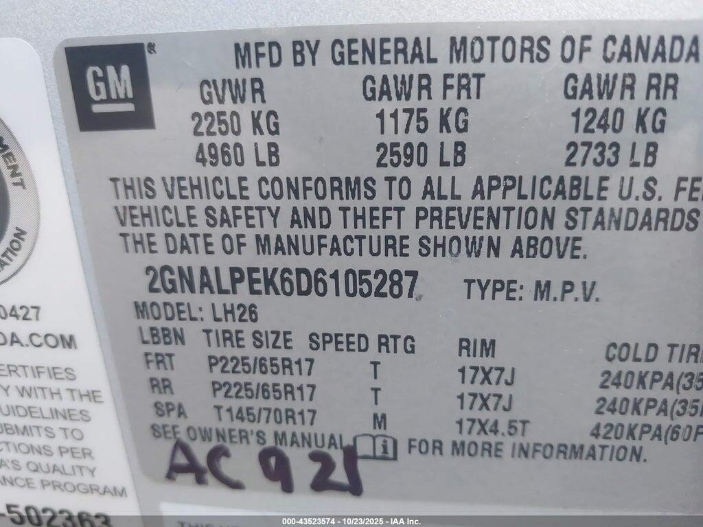 2GNALPEK6D6105287 2013 CHEVROLET EQUINOX photo no. 9