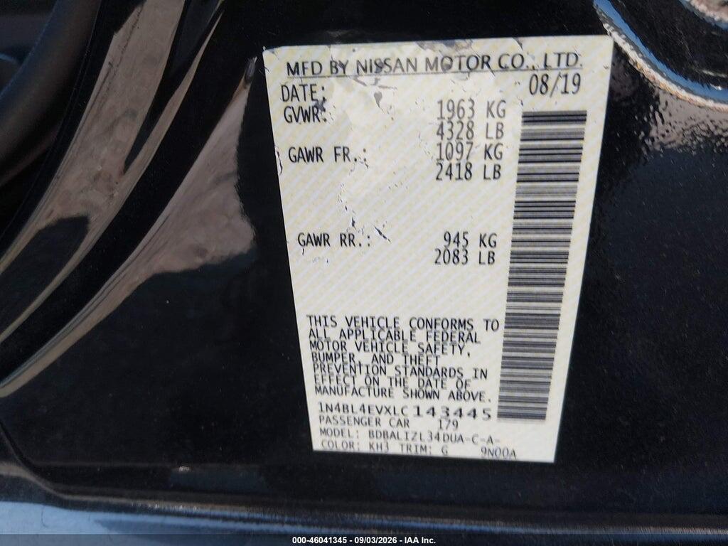 1N4BL4EVXLC143445 2020 NISSAN ALTIMA photo no. 9