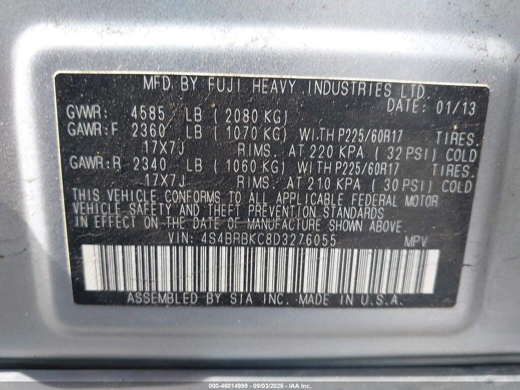 4S4BRBKC8D3276055 2013 SUBARU OUTBACK photo no. 9
