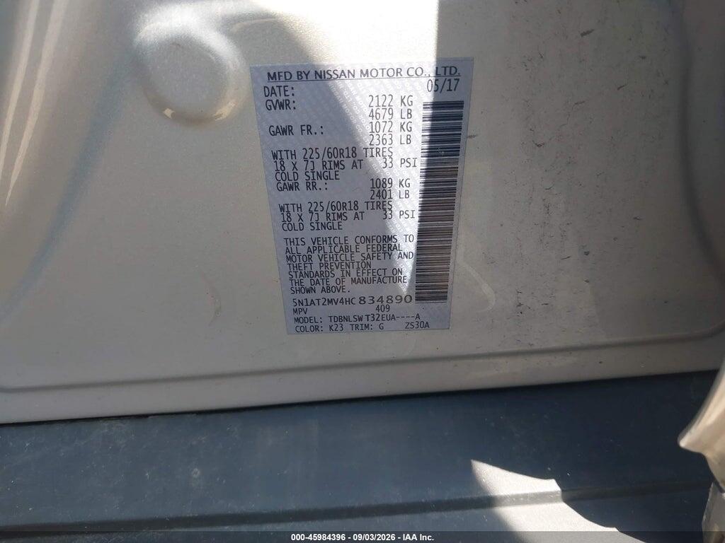 5N1AT2MV4HC834890 2017 NISSAN ROGUE photo no. 9