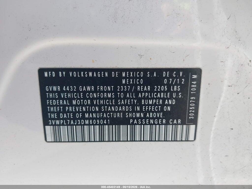 3VWPL7AJ3DM609041 2013 VOLKSWAGEN JETTA SPORTWAGEN photo no. 9