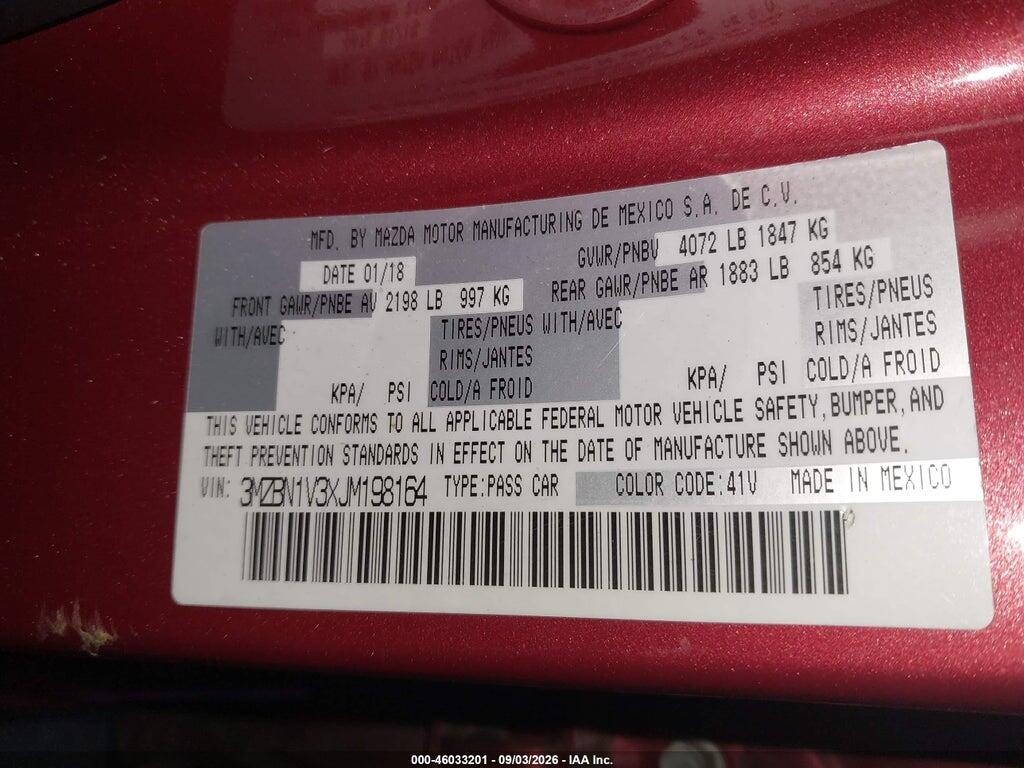 3MZBN1V3XJM198164 2018 MAZDA MAZDA3 photo no. 9