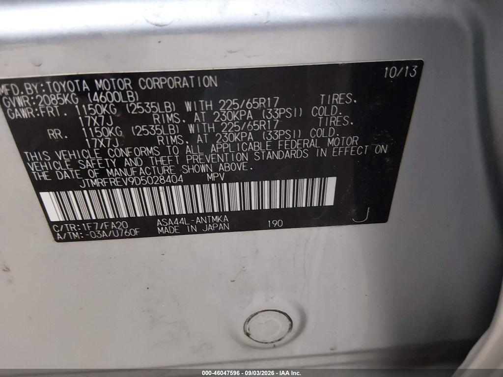JTMRFREV9D5028404 2013 TOYOTA RAV4 photo no. 9