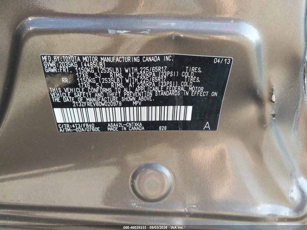 2T3ZFREV8DW020979 2013 TOYOTA RAV4 photo no. 9