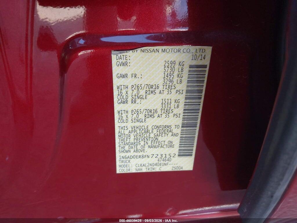 1N6AD0ER8FN723152 2015 NISSAN FRONTIER photo no. 9