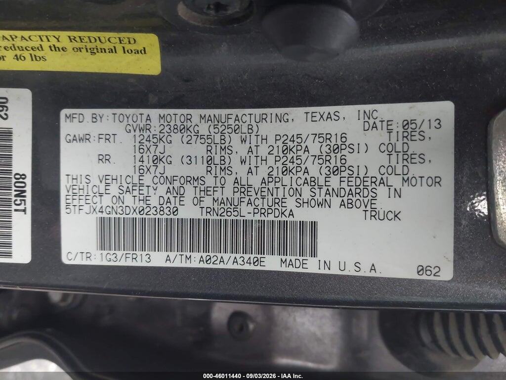 5TFJX4GN3DX023830 2013 TOYOTA TACOMA photo no. 9