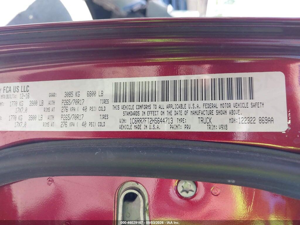 1C6RR7FT2HS644713 2017 RAM 1500 photo no. 9