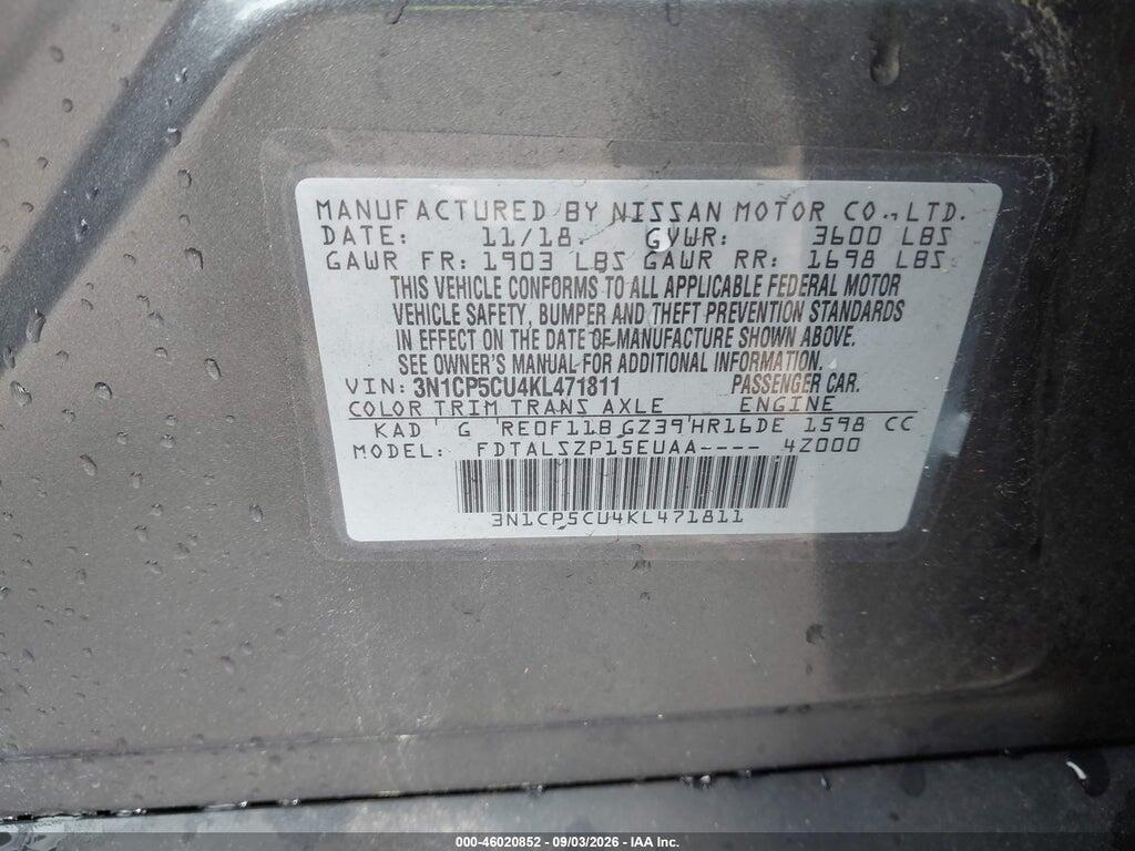 3N1CP5CU4KL471811 2019 NISSAN KICKS photo no. 9