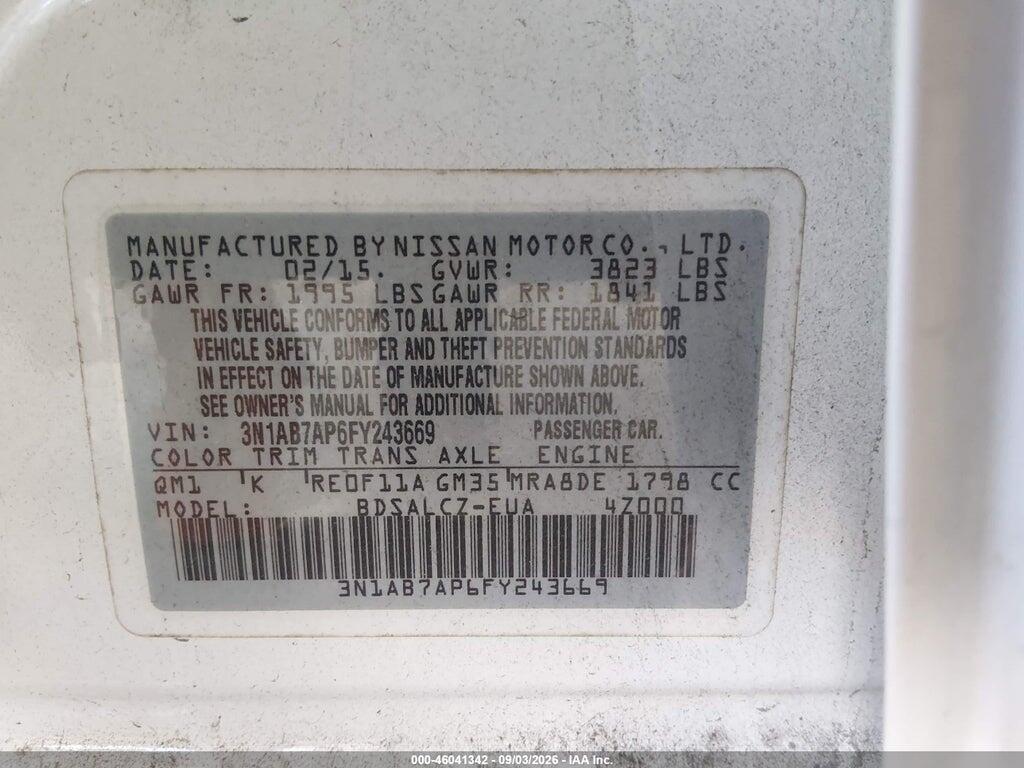 3N1AB7AP6FY243669 2015 NISSAN SENTRA photo no. 9